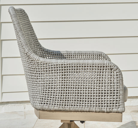 Seton Creek Gray Outdoor Swivel Dining Chair from Ashley - Luna Furniture