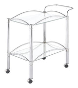 Shadix Chrome and Clear 2-Tier Serving Cart with Glass Top from Coaster - Luna Furniture