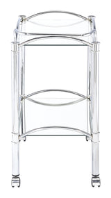 Shadix Chrome and Clear 2-Tier Serving Cart with Glass Top from Coaster - Luna Furniture