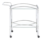 Shadix Chrome and Clear 2-Tier Serving Cart with Glass Top from Coaster - Luna Furniture