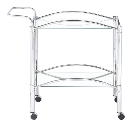 Shadix Chrome and Clear 2-Tier Serving Cart with Glass Top from Coaster - Luna Furniture