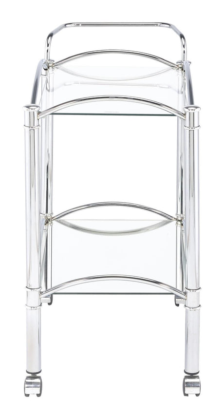 Shadix Chrome and Clear 2-Tier Serving Cart with Glass Top from Coaster - Luna Furniture
