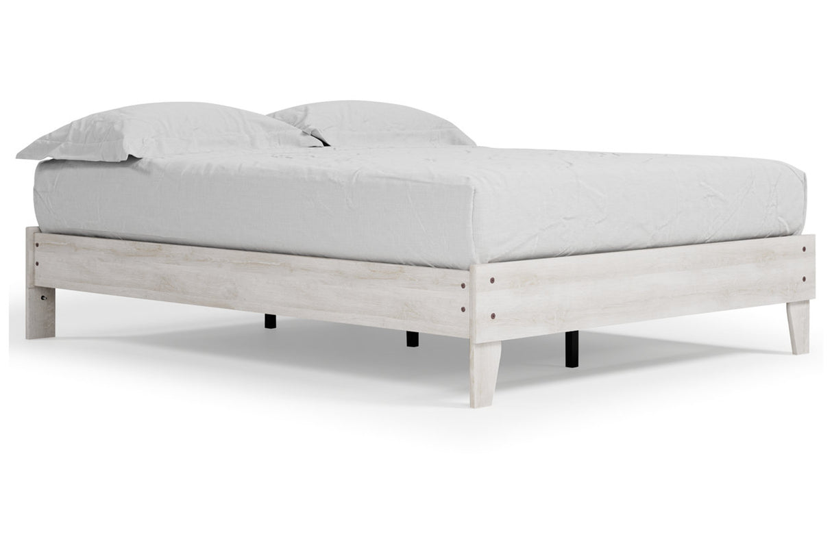 Shawburn Whitewash Queen Platform Base Bed from Ashley - Luna Furniture