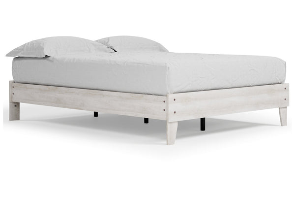 Shawburn Whitewash Queen Platform Base Bed