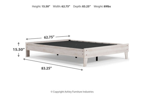 Shawburn Whitewash Queen Platform Base Bed from Ashley Furniture - Luna Furniture