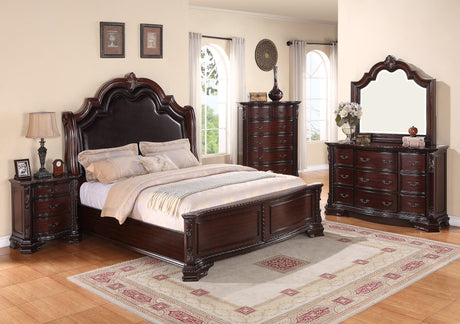 Sheffield Rich Brown King Upholstered Panel Bed from Crown Mark - Luna Furniture
