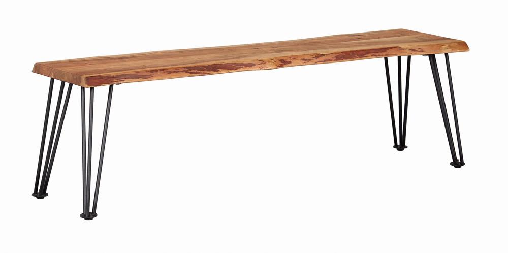 Sherman Natural Acacia and Matte Black Bench from Coaster - Luna Furniture