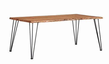 Sherman Natural Acacia and Matte Black Rectangular Dining Table from Coaster - Luna Furniture