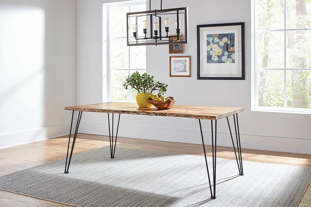 Sherman Natural Acacia and Matte Black Rectangular Dining Table from Coaster - Luna Furniture