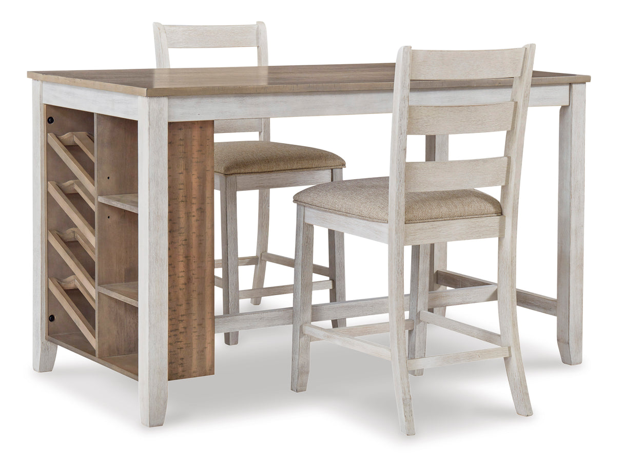 Skempton White/Light Brown 3-Piece Counter Height Set from Ashley - Luna Furniture