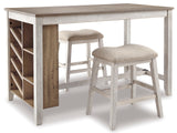Skempton White/Light Brown 3-Piece Counter Height Set w/ Stools from Ashley - Luna Furniture