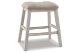 Skempton White/Light Brown Counter Height Barstool, Set of 2 from Ashley - Luna Furniture