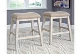 Skempton White/Light Brown Counter Height Barstool, Set of 2 from Ashley - Luna Furniture
