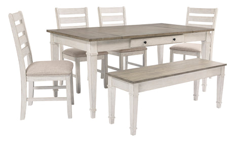 Skempton White/Light Brown Rectangular Dining Set from Ashley - Luna Furniture