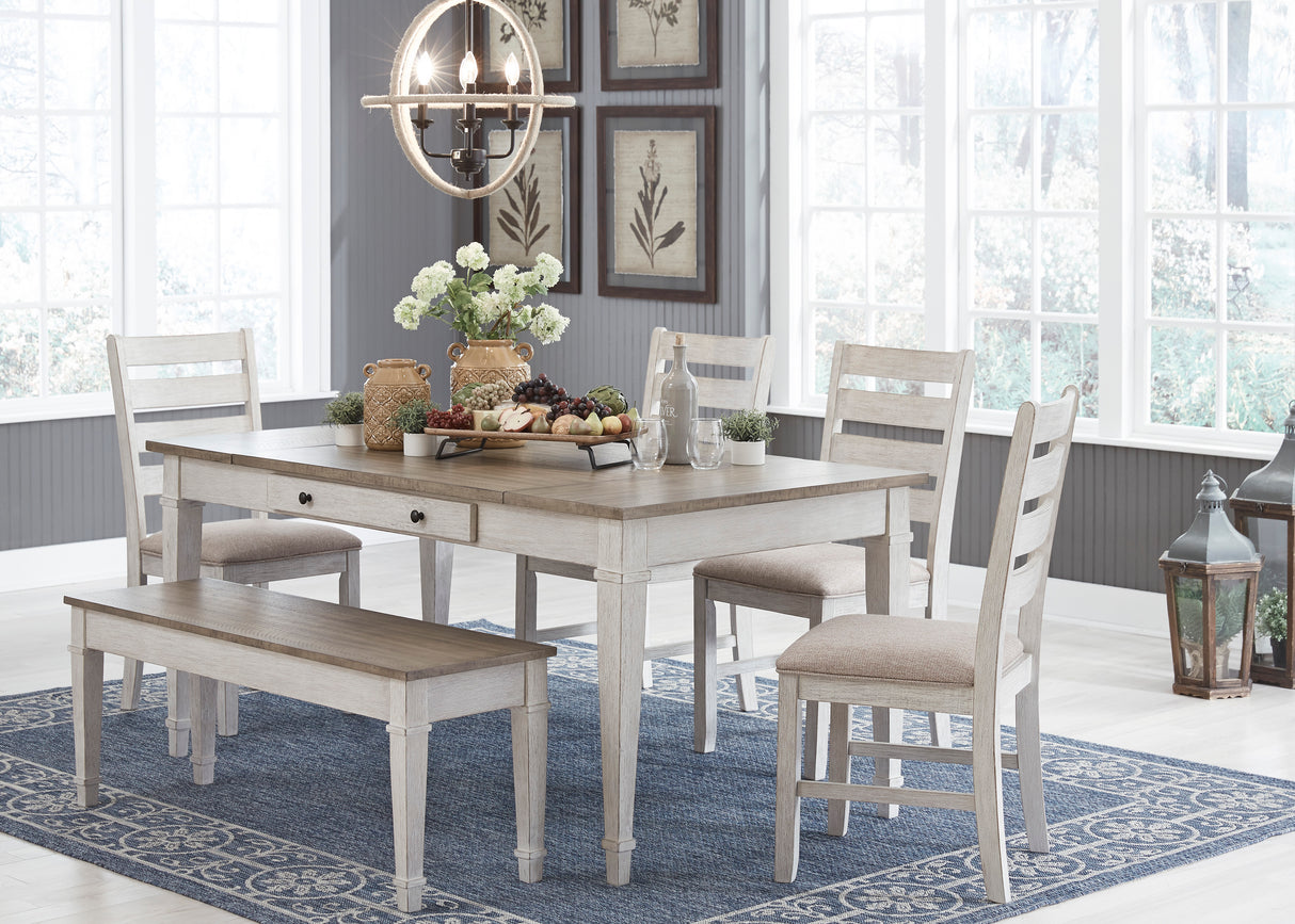 Skempton White/Light Brown Rectangular Dining Set from Ashley - Luna Furniture