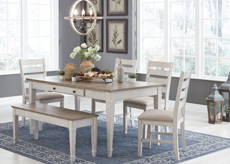 Skempton White/Light Brown Rectangular Dining Set from Ashley - Luna Furniture