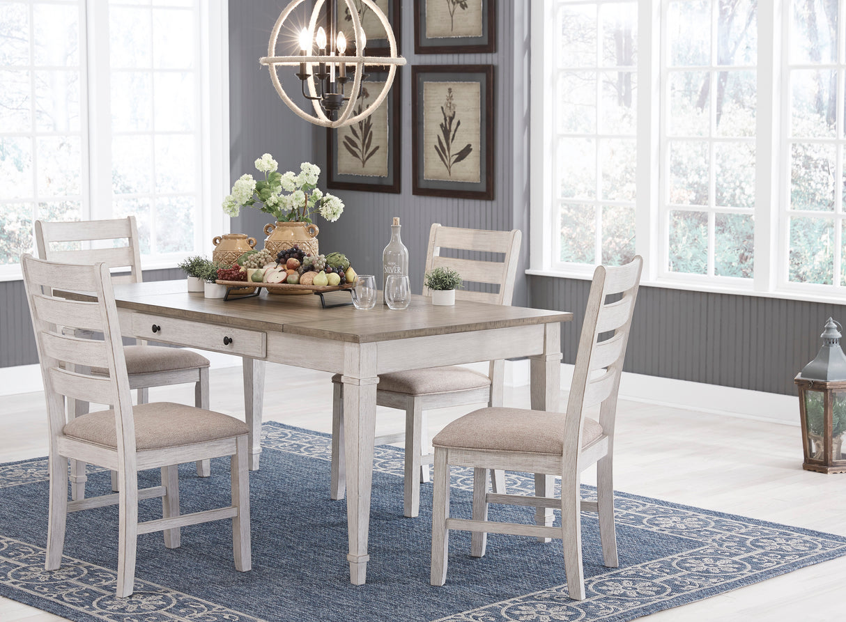 Skempton White/Light Brown Rectangular Dining Set from Ashley - Luna Furniture