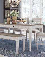 Skempton White/Light Brown Rectangular Dining Set from Ashley - Luna Furniture