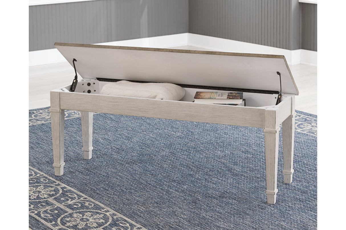 Skempton White/Light Brown Storage Bench from Ashley - Luna Furniture