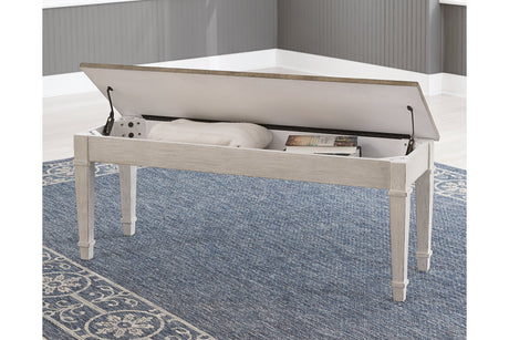 Skempton White/Light Brown Storage Bench from Ashley - Luna Furniture