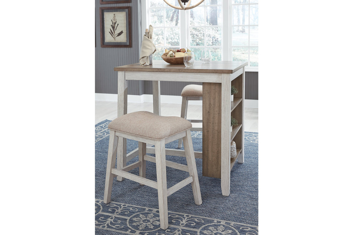 Skempton White/Light Brown White/Light 3-Piece Brown Counter Height Set from Ashley - Luna Furniture