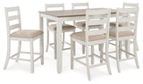 Skempton White/Light Brown White/Light 7-Piece Brown Counter Height Set from Ashley - Luna Furniture