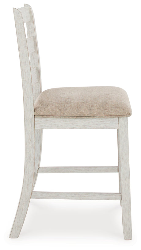 Skempton White/Light Brown White/Light 7-Piece Brown Counter Height Set from Ashley - Luna Furniture