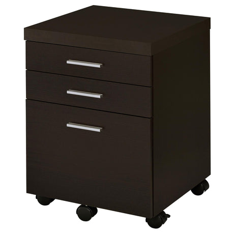 Skylar Cappuccino 3-Drawer Mobile File Cabinet from Coaster - Luna Furniture