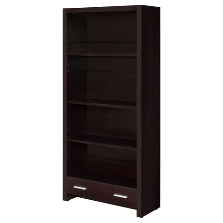 Skylar Cappuccino 5-Shelf Bookcase with Storage Drawer from Coaster - Luna Furniture