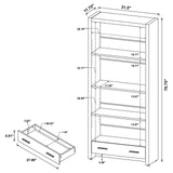 Skylar Cappuccino 5-Shelf Bookcase with Storage Drawer from Coaster - Luna Furniture