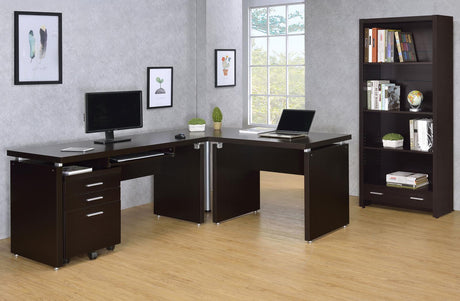 Skylar Cappuccino Engineered Wood L-Shape Computer Desk from Coaster - Luna Furniture