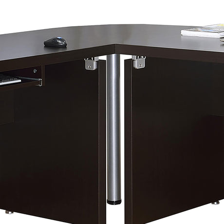 Skylar Cappuccino Engineered Wood L-Shape Computer Desk from Coaster - Luna Furniture