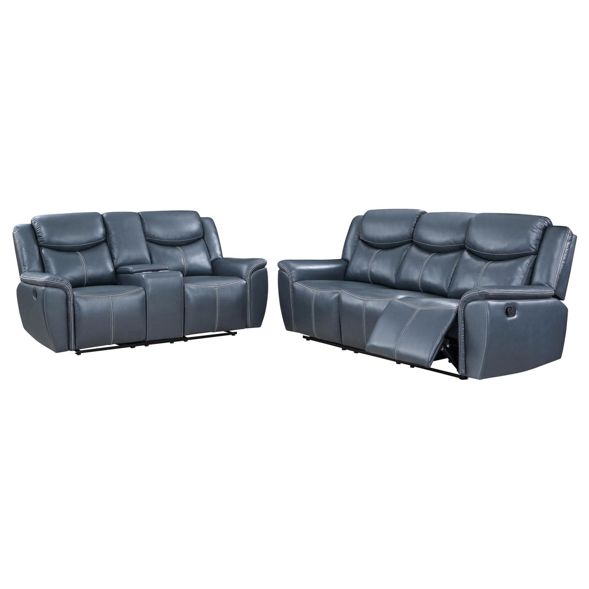 Sloane Blue 2-Piece Upholstered Motion Reclining Sofa Set from Coaster - Luna Furniture