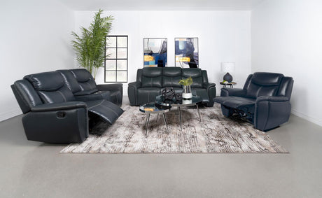 Sloane Blue 3-Piece Upholstered Motion Reclining Sofa Set from Coaster - Luna Furniture