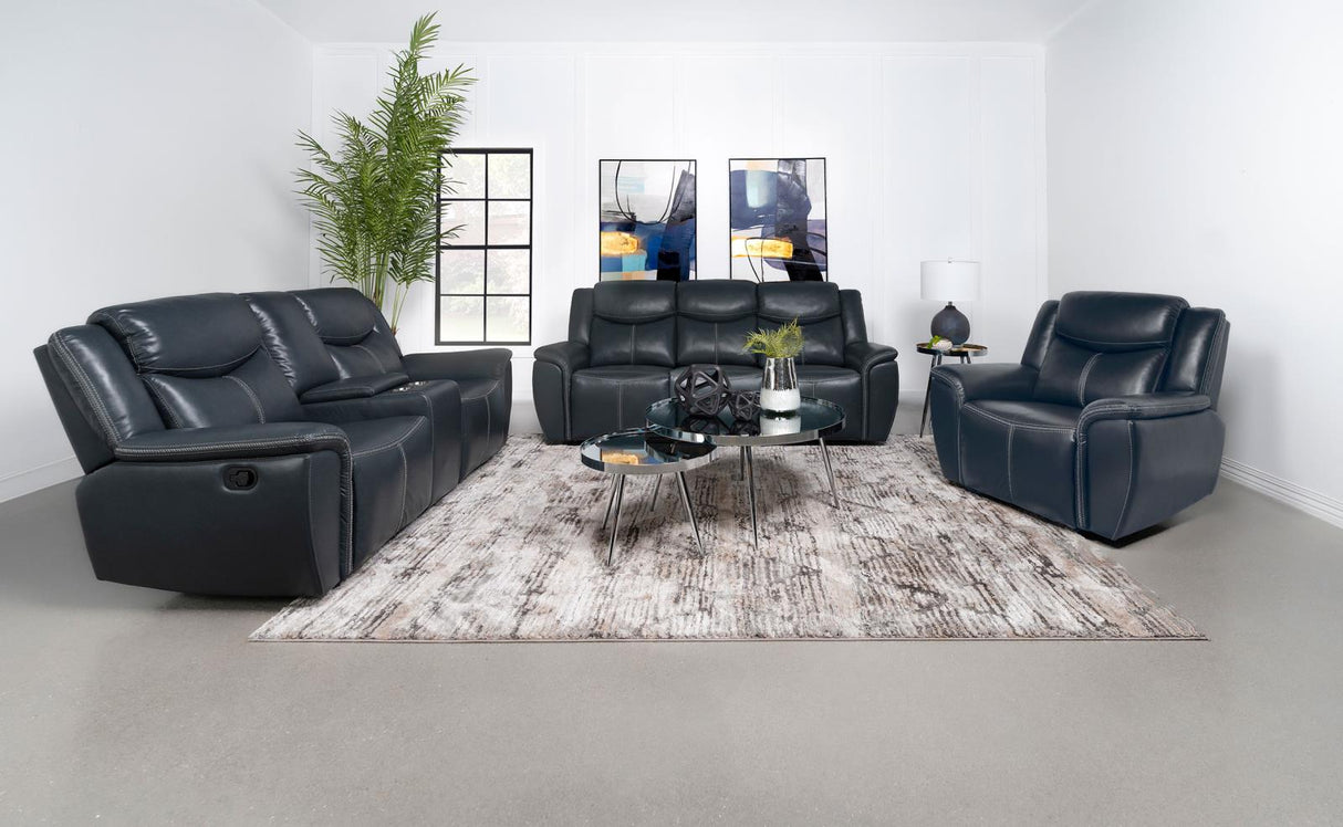 Sloane Blue Upholstered Motion Recliner Chair from Coaster - Luna Furniture