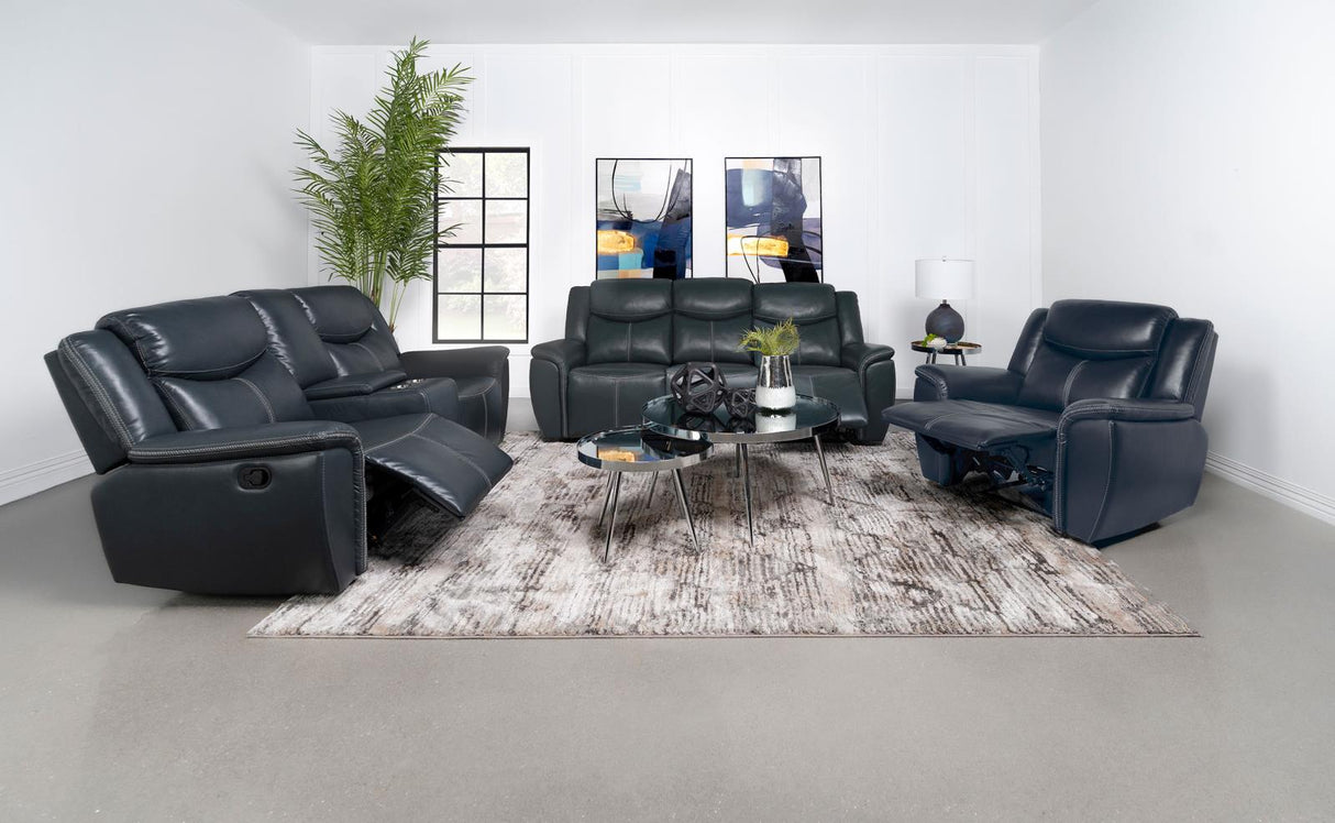Sloane Blue Upholstered Motion Recliner Chair from Coaster - Luna Furniture