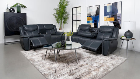 Sloane Blue 2-Piece Upholstered Motion Reclining Sofa Set from Coaster - Luna Furniture