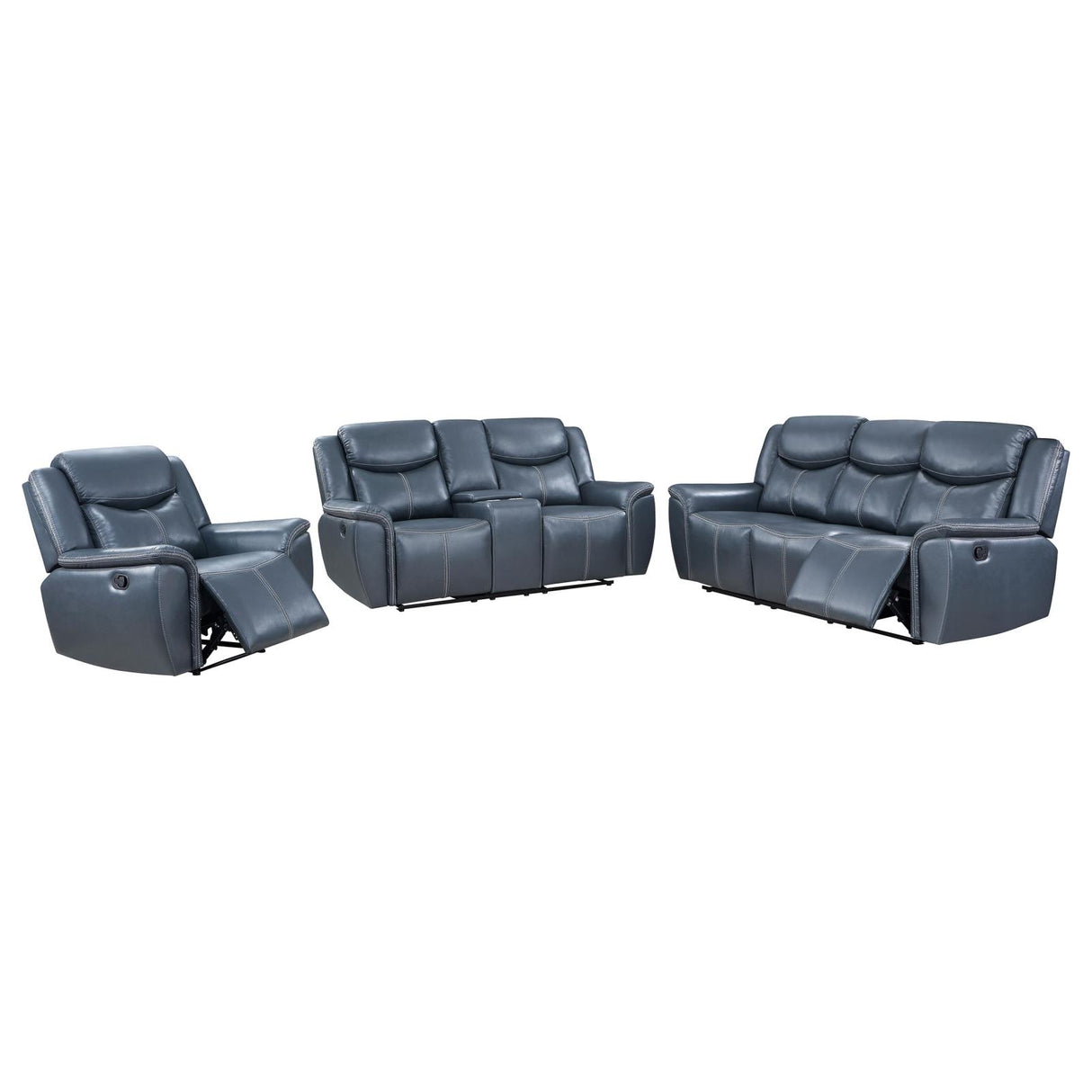 Sloane Blue Upholstered Motion Reclining Living Room Set from Coaster - Luna Furniture