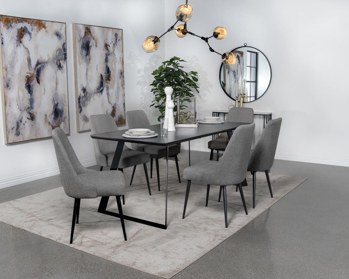 Smith Black and Gunmetal 7-Piece Rectangular Dining Set with Ceramic Table Top from Coaster - Luna Furniture