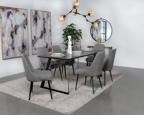 Smith Black and Gunmetal 7-Piece Rectangular Dining Set with Ceramic Table Top from Coaster - Luna Furniture