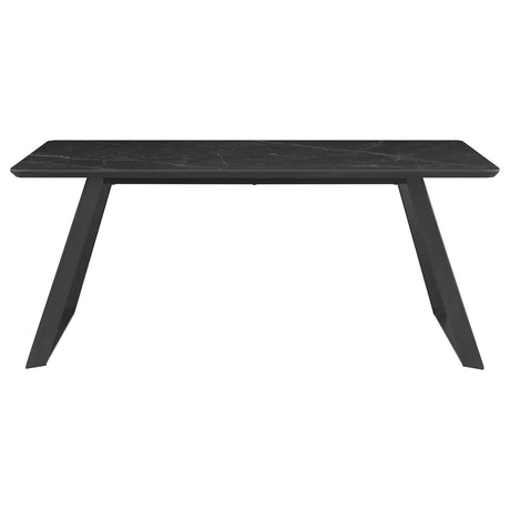 Smith Black and Gunmetal 7-Piece Rectangular Dining Set with Ceramic Table Top from Coaster - Luna Furniture