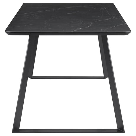 Smith Black and Gunmetal 7-Piece Rectangular Dining Set with Ceramic Table Top from Coaster - Luna Furniture