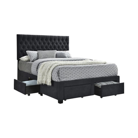 Soledad Charcoal Full 4-Drawer Button Tufted Storage Bed from Coaster - Luna Furniture
