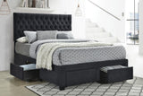 Soledad Charcoal Queen 4-Drawer Button Tufted Storage Bed from Coaster - Luna Furniture