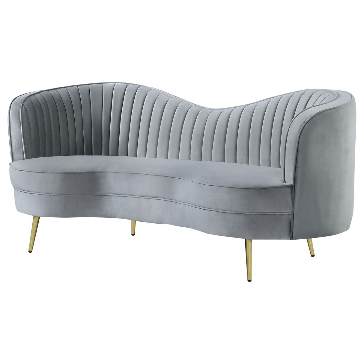 Sophia Gray and Gold Upholstered Loveseat with Camel Back from Coaster - Luna Furniture