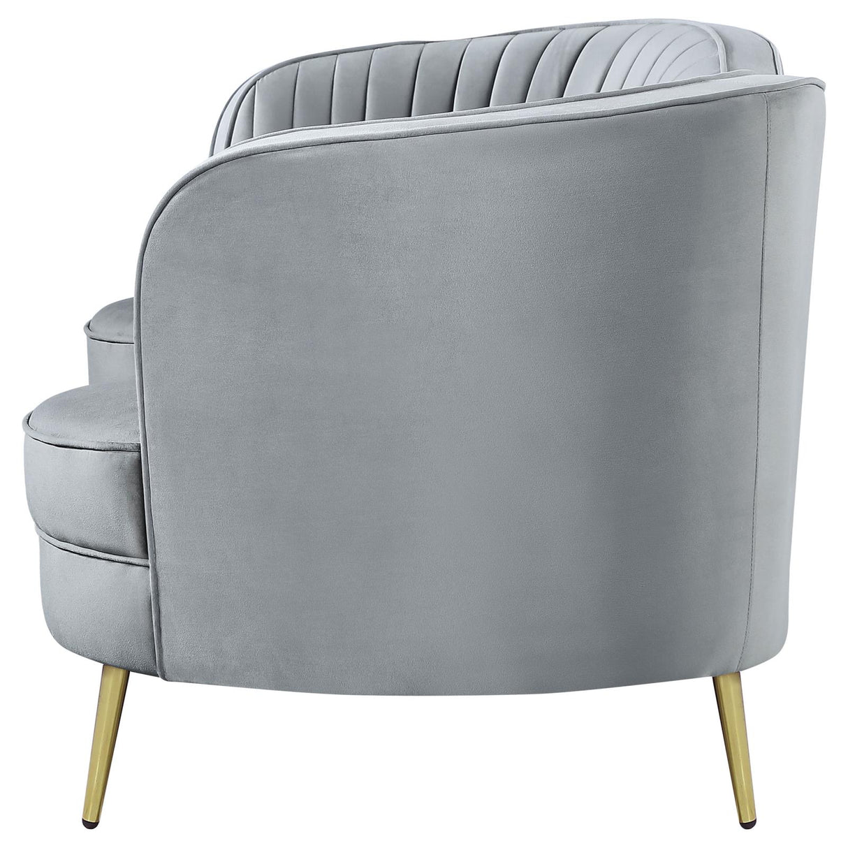 Sophia Gray and Gold Upholstered Loveseat with Camel Back from Coaster - Luna Furniture