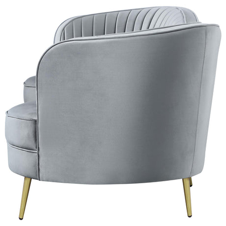 Sophia Gray and Gold Upholstered Sofa with Camel Back from Coaster - Luna Furniture