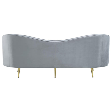 Sophia Gray and Gold Upholstered Sofa with Camel Back from Coaster - Luna Furniture