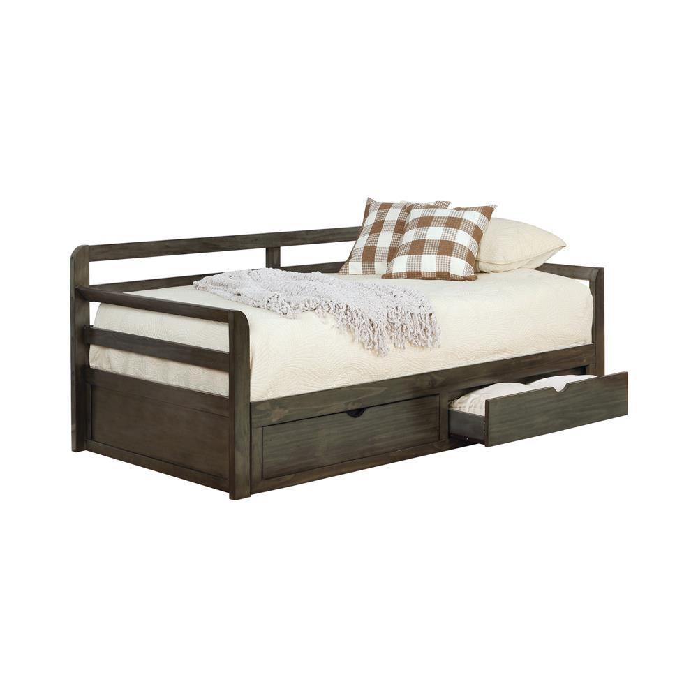 Sorrento Gray 2-Drawer Twin Daybed with Extension Trundle from Coaster - Luna Furniture