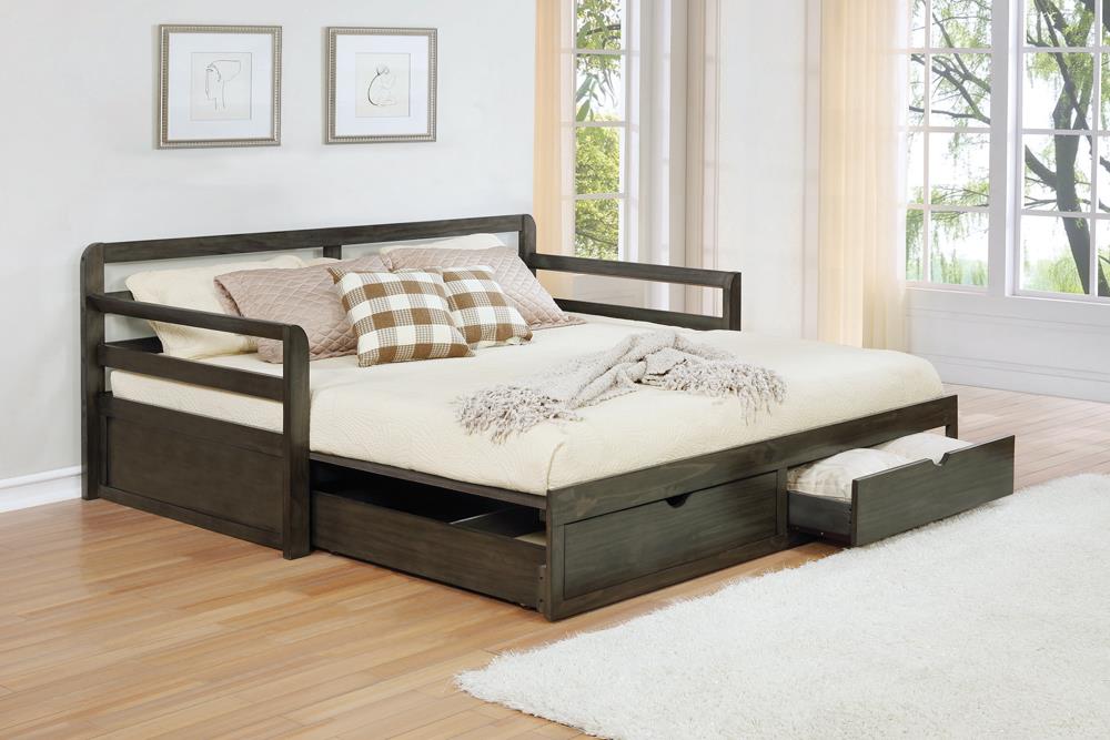 Sorrento Gray 2-Drawer Twin Daybed with Extension Trundle from Coaster - Luna Furniture